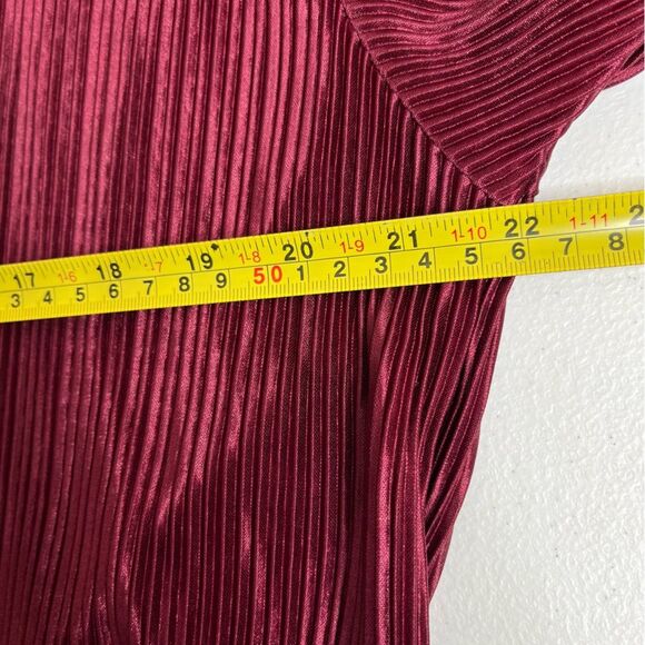 Vintage Maxima Burgundy Accordion Pleat Round Neck Long Sleeve Tunic Women Med - Picture 8 of 10